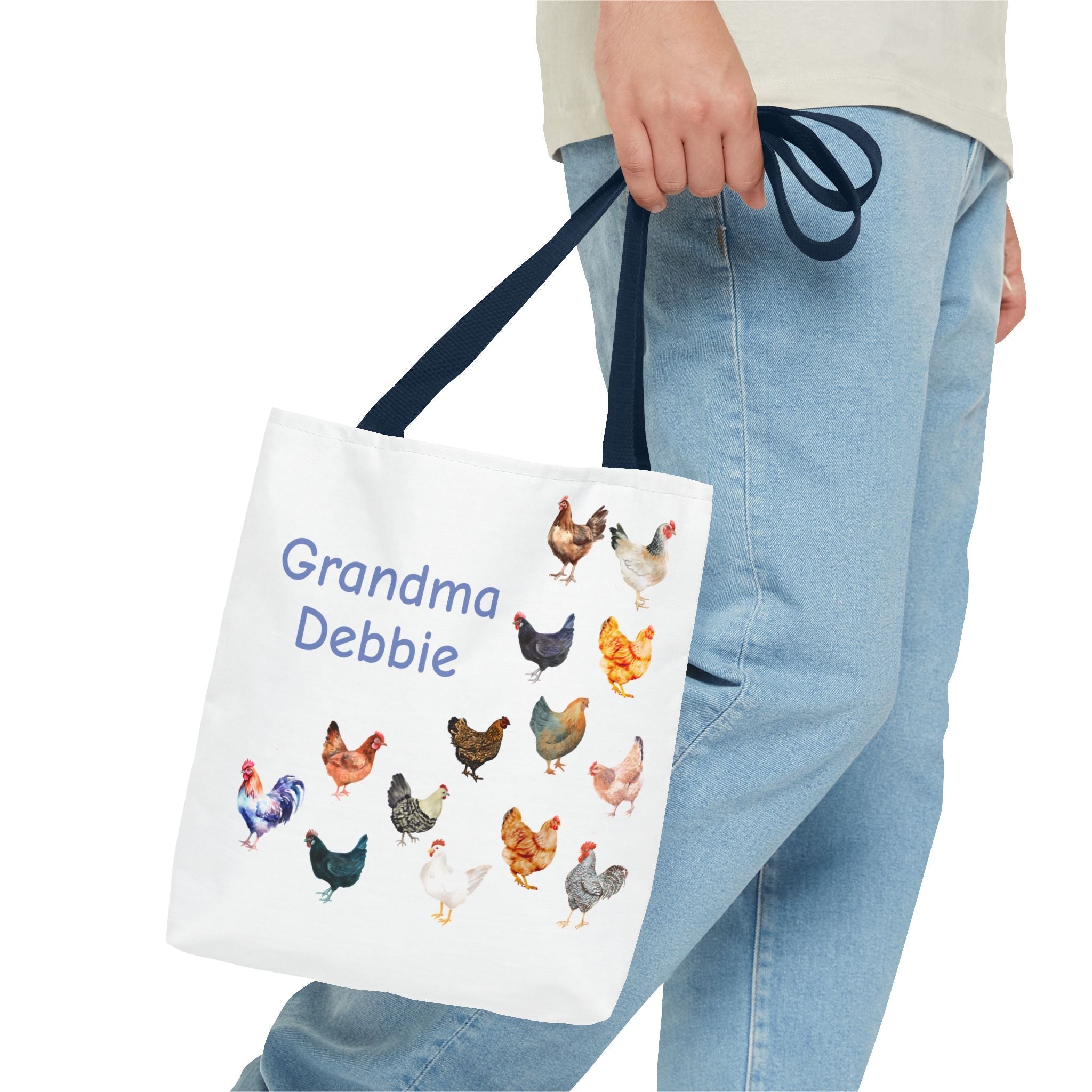 Personalized Chicken Tote Bag, Farmhouse Style reuseable grocery bag, errand bag, gift for mom, grandma, custom gift, chicken lover gift - Razels