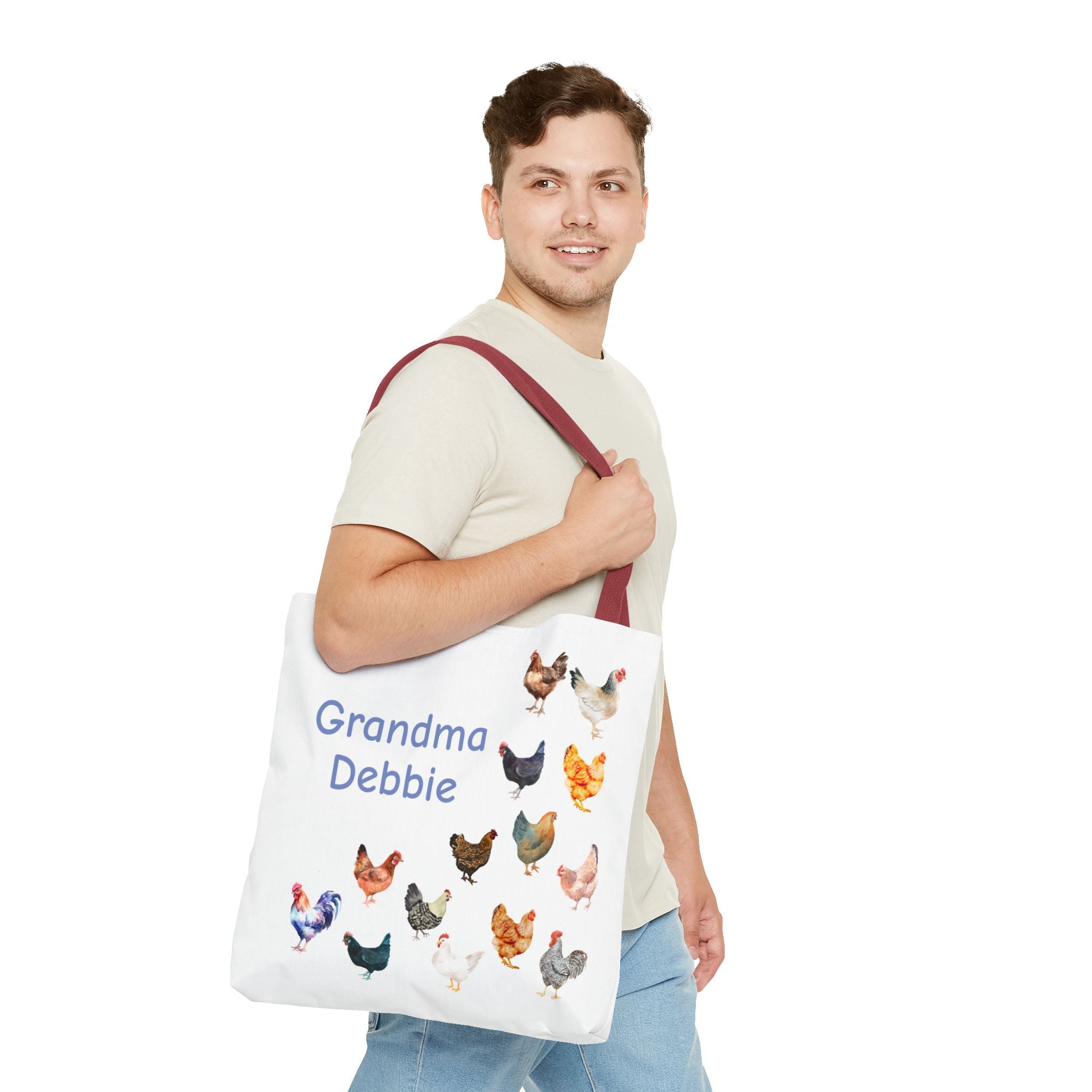 Personalized Chicken Tote Bag, Farmhouse Style reuseable grocery bag, errand bag, gift for mom, grandma, custom gift, chicken lover gift - Razels
