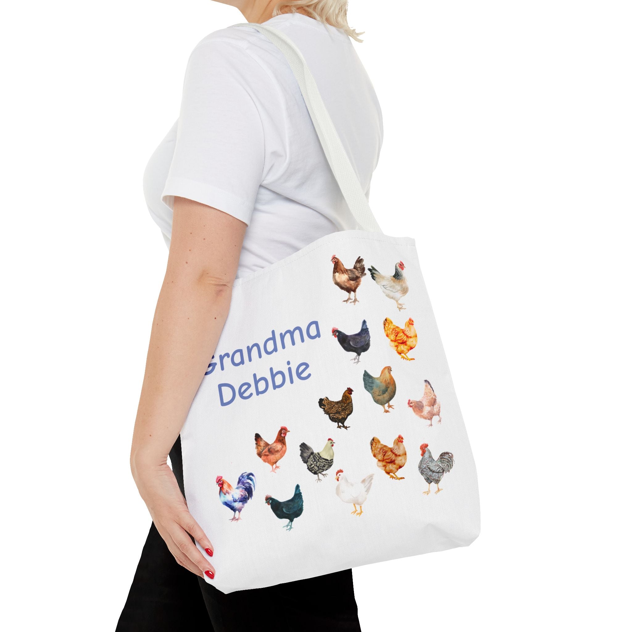 Personalized Chicken Tote Bag, Farmhouse Style reuseable grocery bag, errand bag, gift for mom, grandma, custom gift, chicken lover gift - Razels