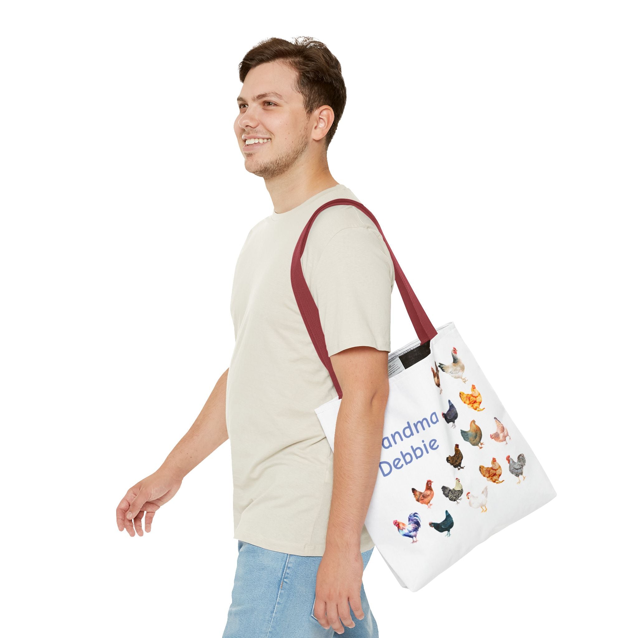 Personalized Chicken Tote Bag, Farmhouse Style reuseable grocery bag, errand bag, gift for mom, grandma, custom gift, chicken lover gift - Razels