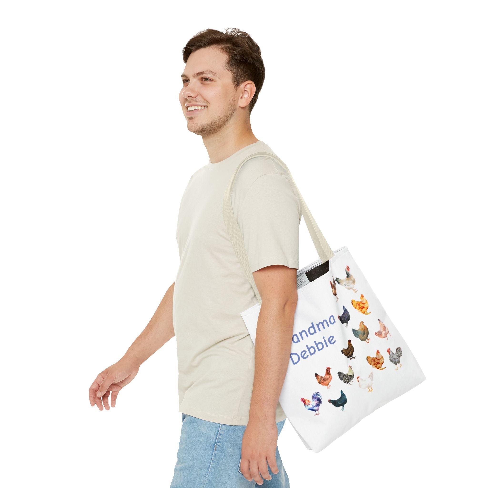 Personalized Chicken Tote Bag, Farmhouse Style reuseable grocery bag, errand bag, gift for mom, grandma, custom gift, chicken lover gift - Razels