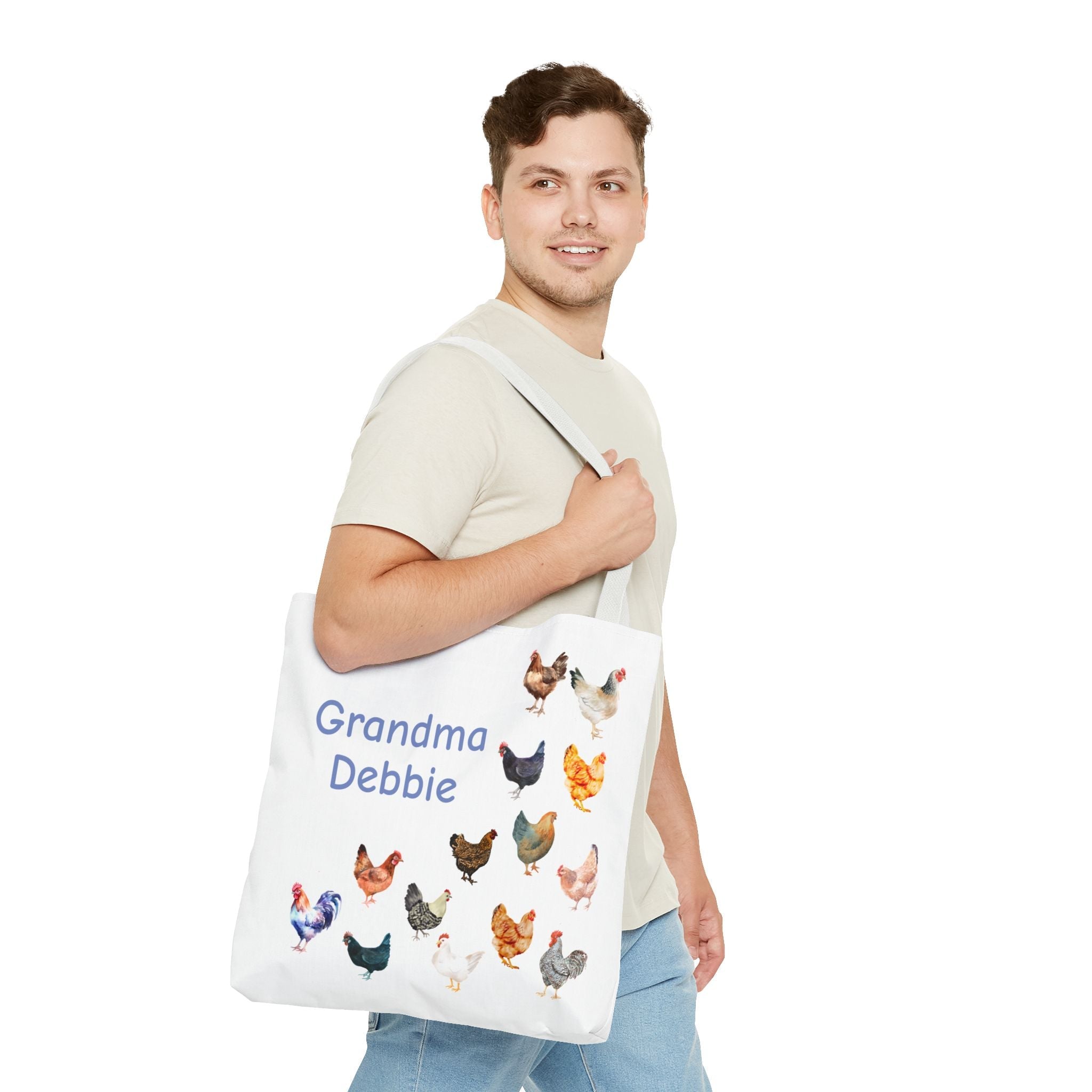 Personalized Chicken Tote Bag, Farmhouse Style reuseable grocery bag, errand bag, gift for mom, grandma, custom gift, chicken lover gift - Razels