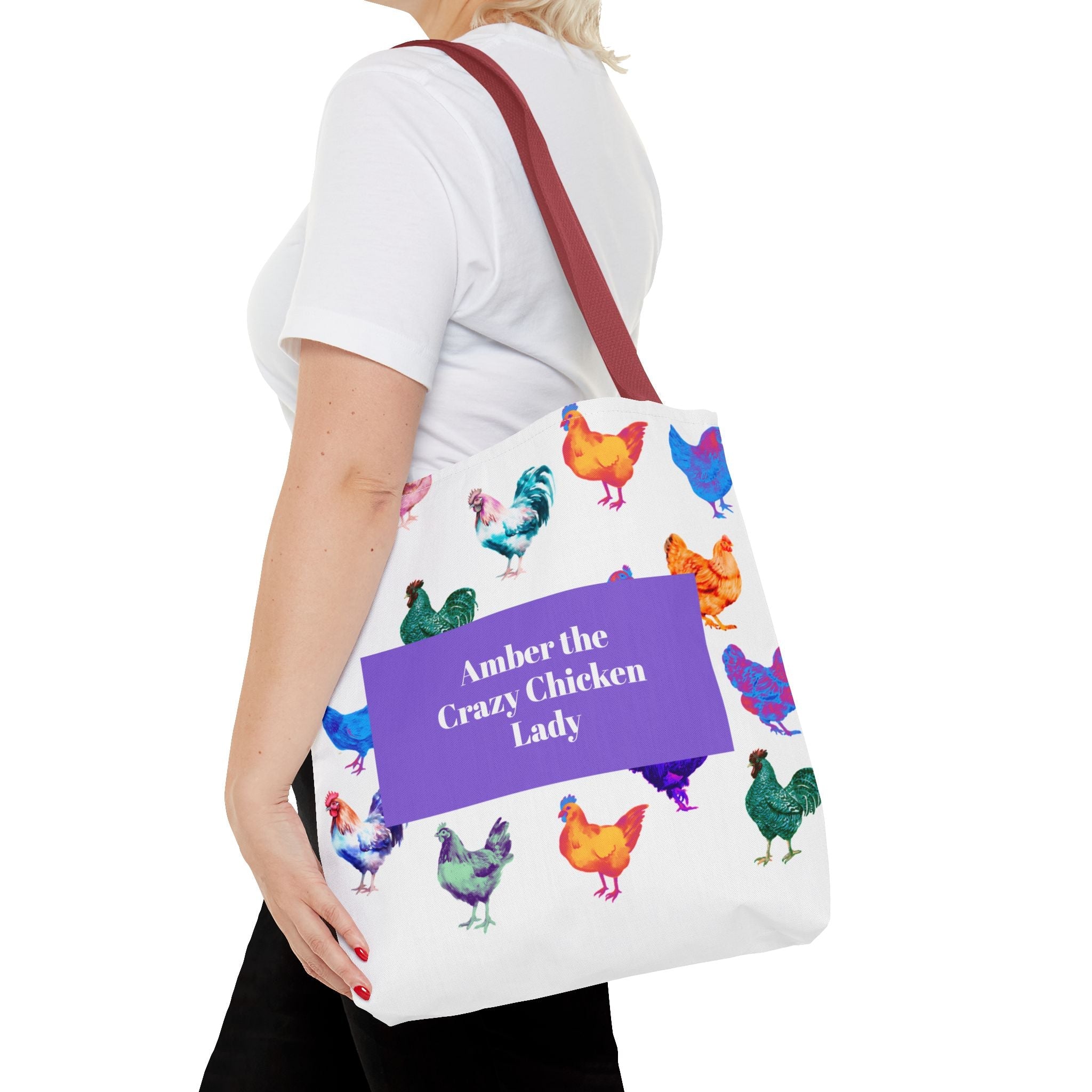 Personalized CRAZY CHICKEN LADY Tote Bag, , Custom Name Gift for Chicken Lovers, - Razels