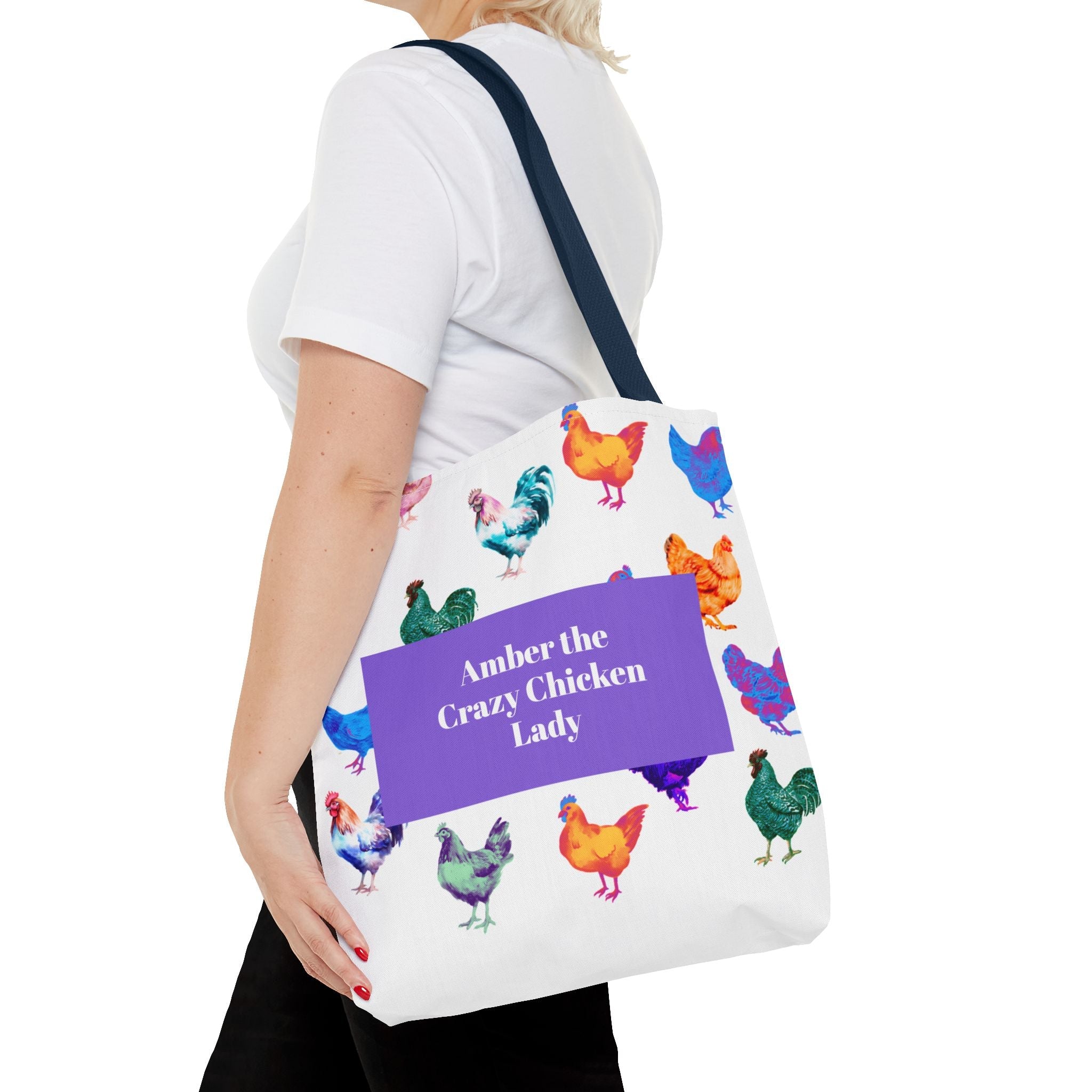 Personalized CRAZY CHICKEN LADY Tote Bag, , Custom Name Gift for Chicken Lovers, - Razels