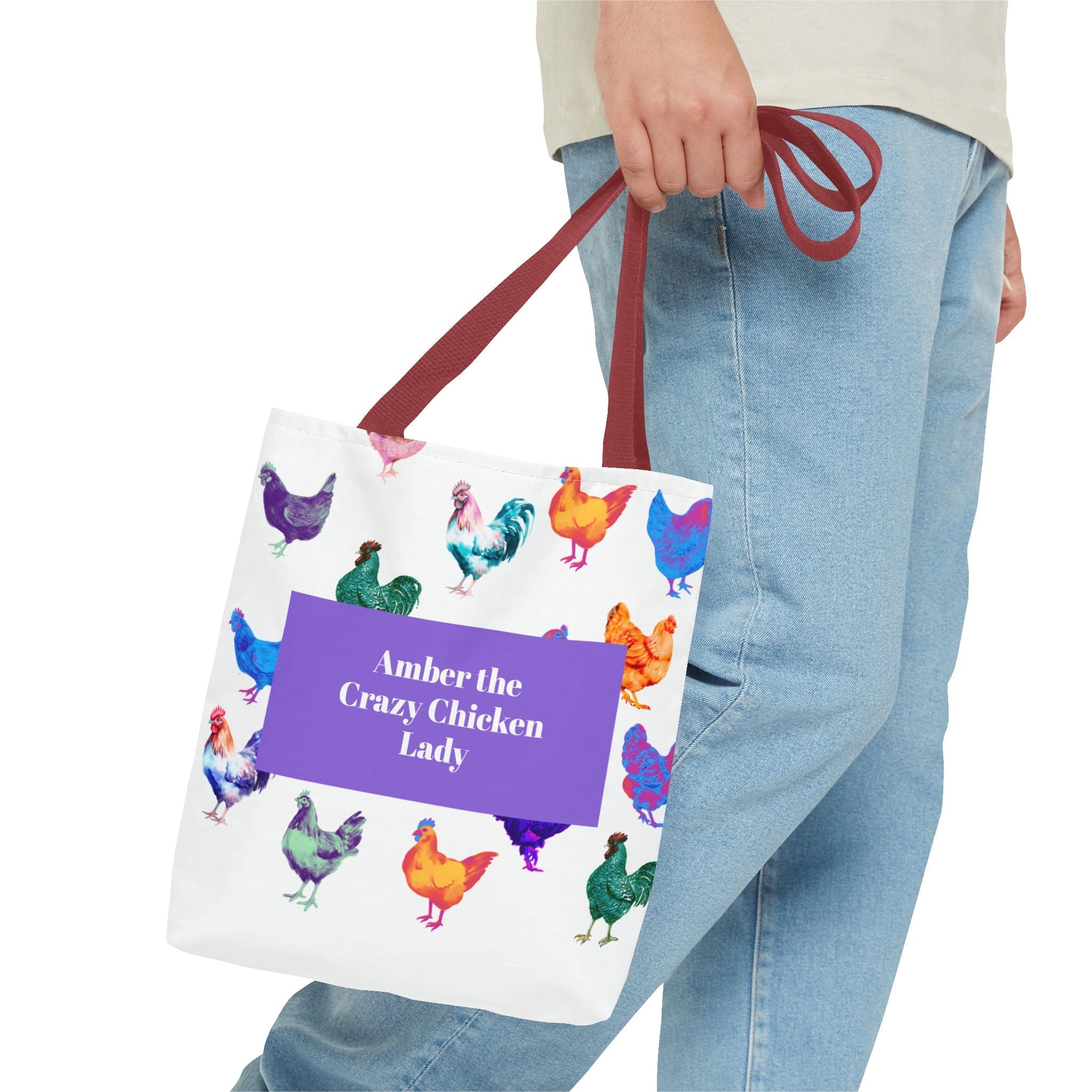 Personalized CRAZY CHICKEN LADY Tote Bag, , Custom Name Gift for Chicken Lovers, - Razels