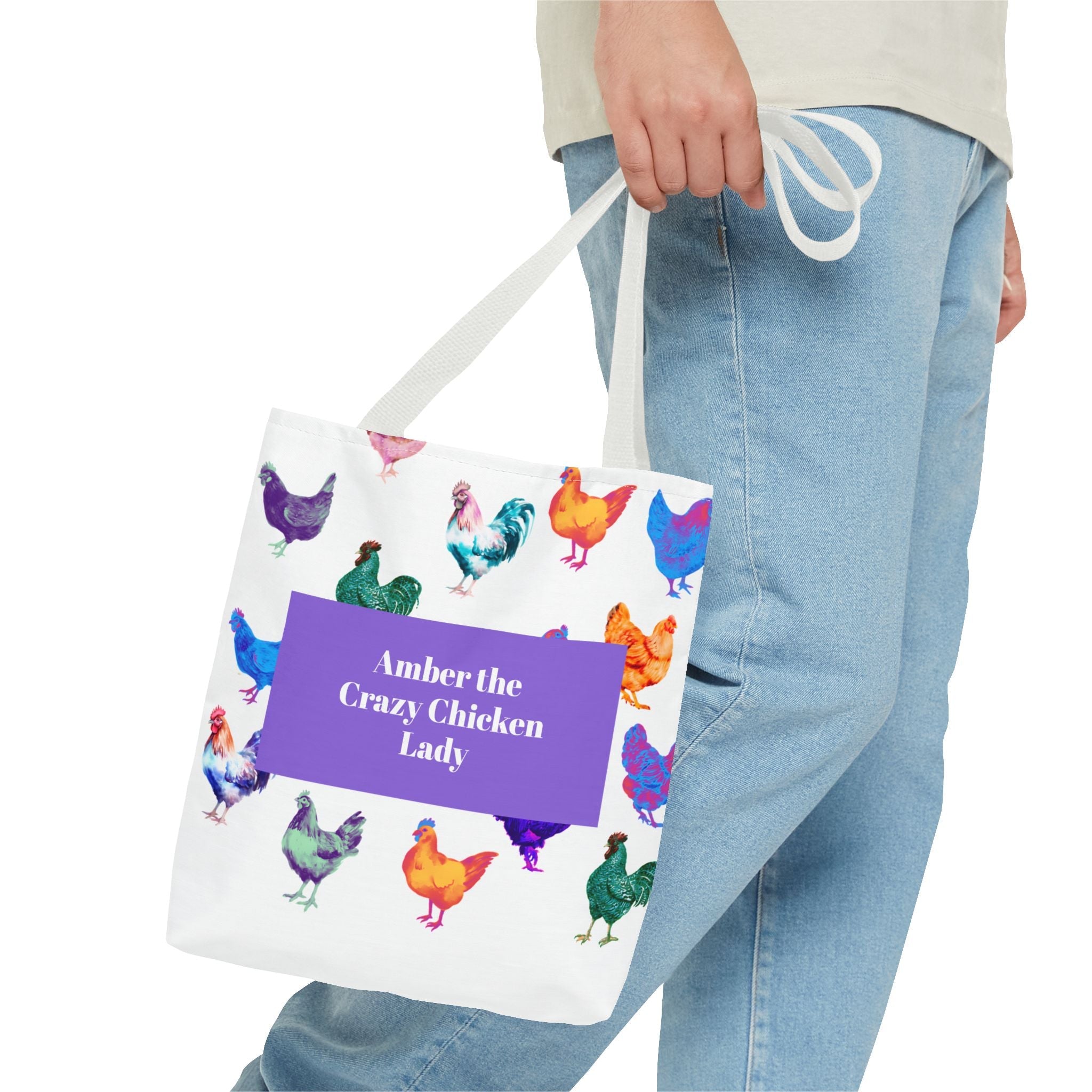 Personalized CRAZY CHICKEN LADY Tote Bag, , Custom Name Gift for Chicken Lovers, - Razels
