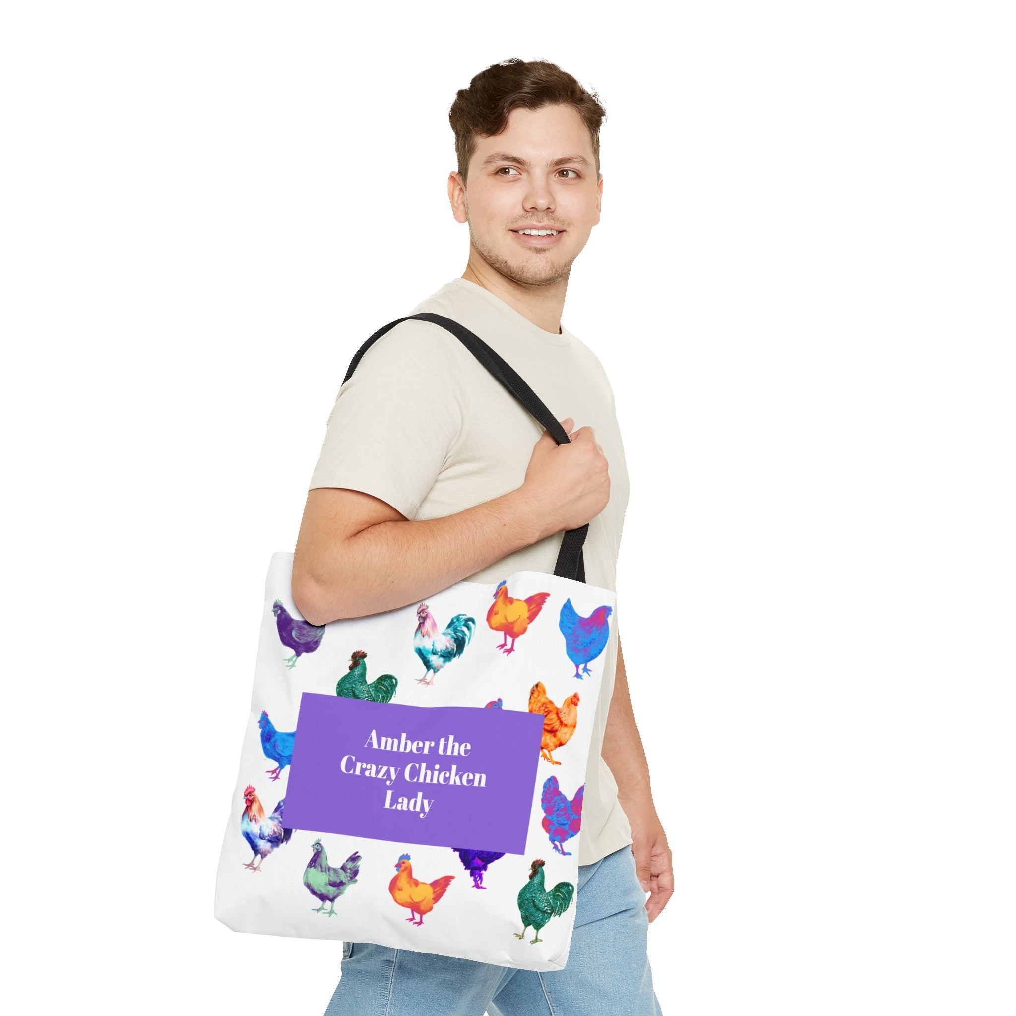 Personalized CRAZY CHICKEN LADY Tote Bag, , Custom Name Gift for Chicken Lovers, - Razels