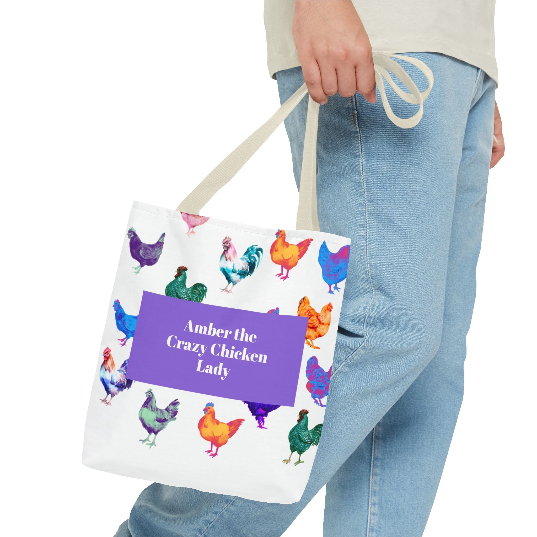 Personalized CRAZY CHICKEN LADY Tote Bag, , Custom Name Gift for Chicken Lovers, - Razels