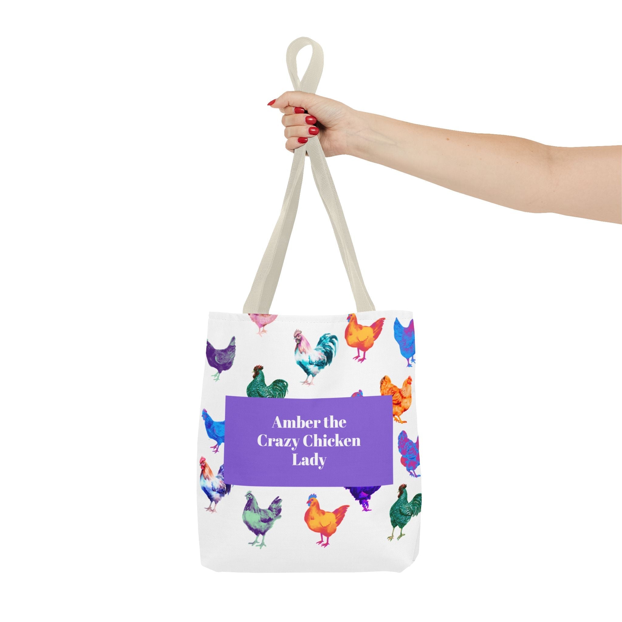 Personalized CRAZY CHICKEN LADY Tote Bag, , Custom Name Gift for Chicken Lovers, - Razels