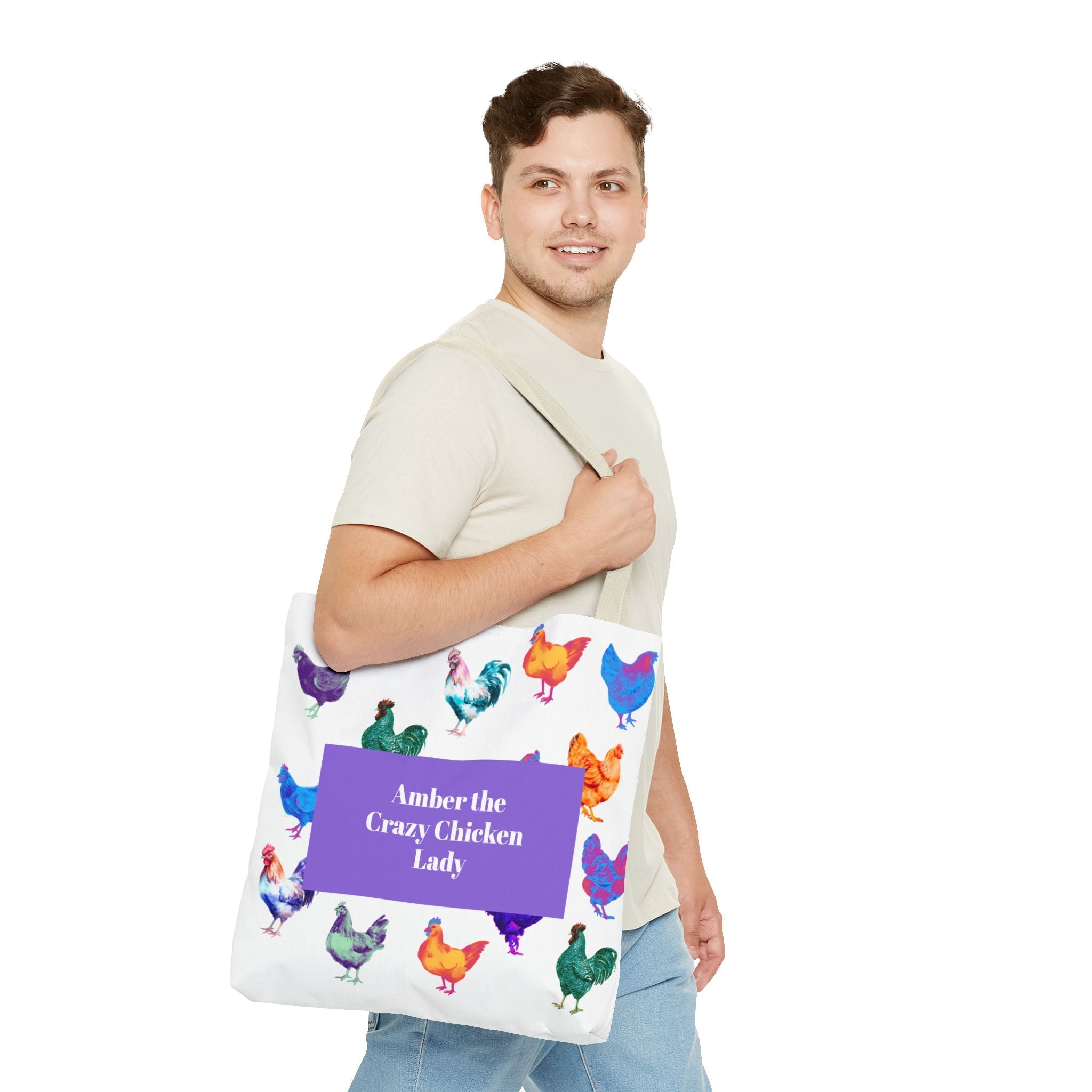 Personalized CRAZY CHICKEN LADY Tote Bag, , Custom Name Gift for Chicken Lovers, - Razels