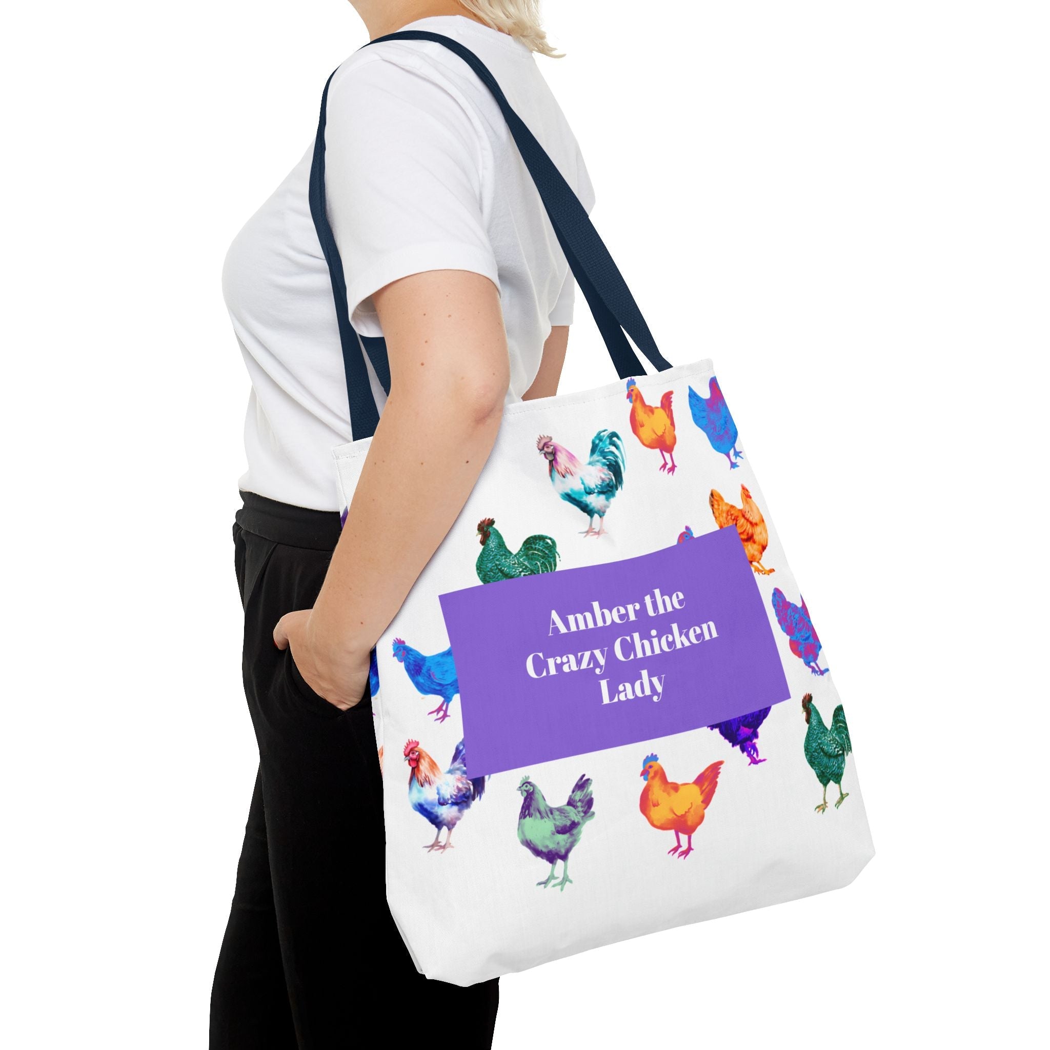 Personalized CRAZY CHICKEN LADY Tote Bag, , Custom Name Gift for Chicken Lovers, - Razels