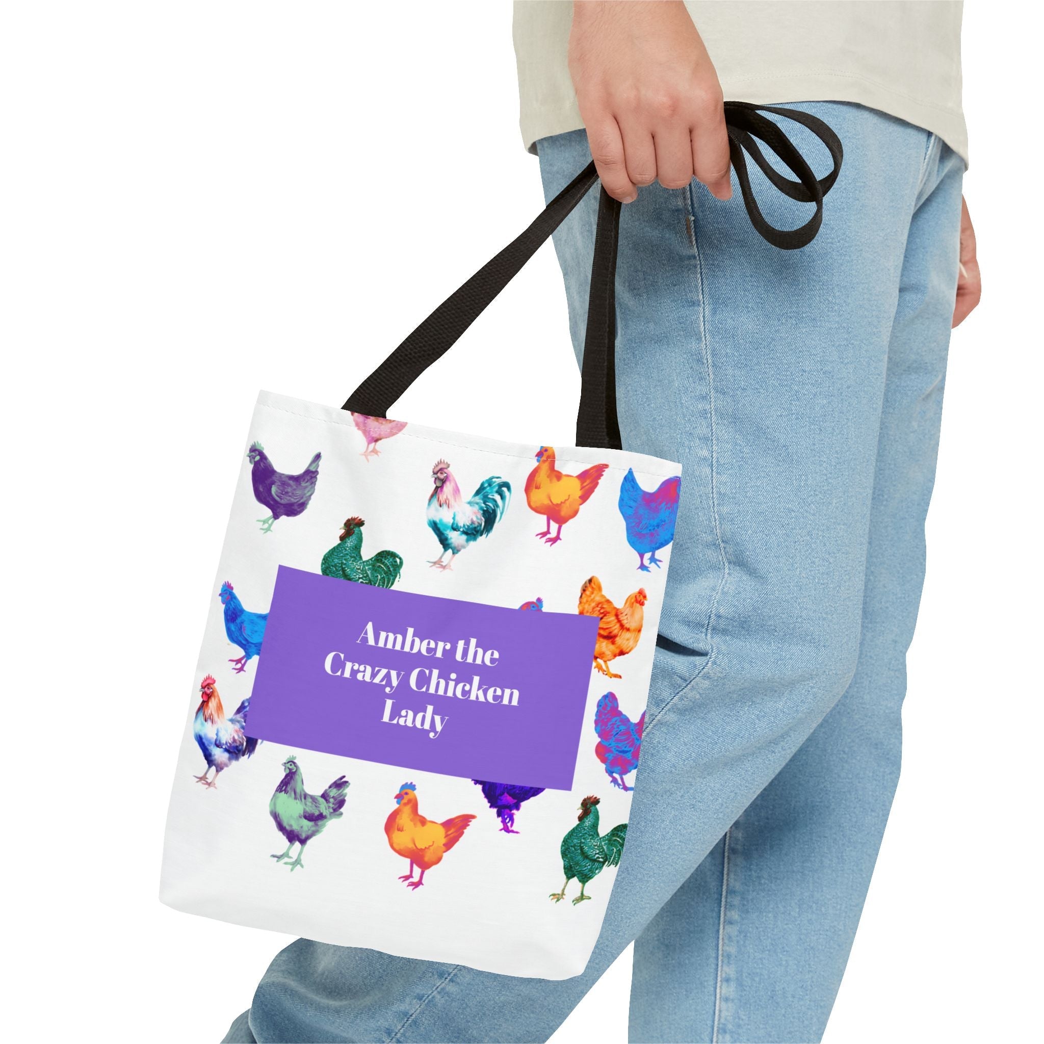 Personalized CRAZY CHICKEN LADY Tote Bag, , Custom Name Gift for Chicken Lovers, - Razels