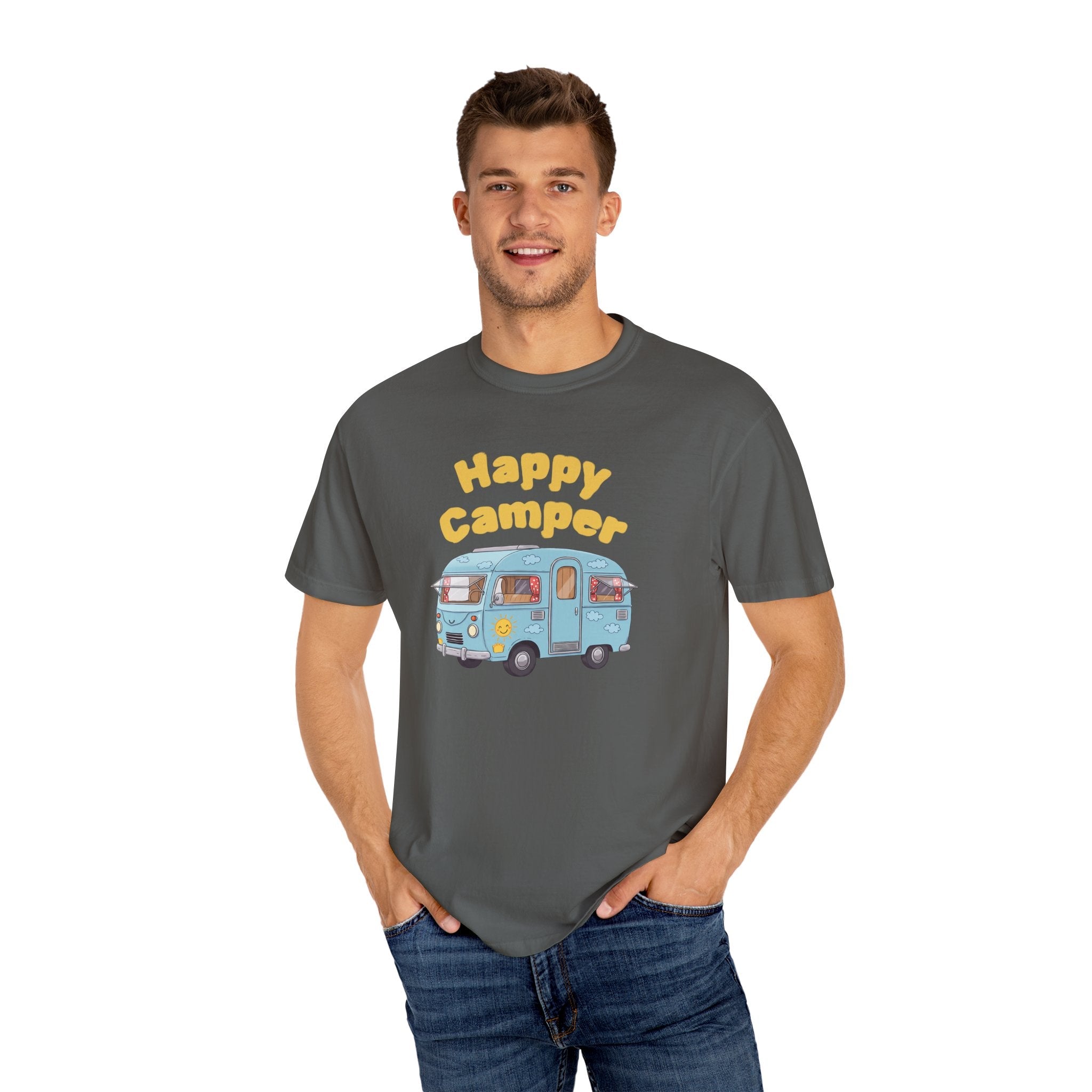 Personalized Happy Camper T-Shirt, Custom Name Camping Shirt, RV Vacation Tee, Road Trip Shirt, Matching Family Reunion Shirt, Glamping - Razels