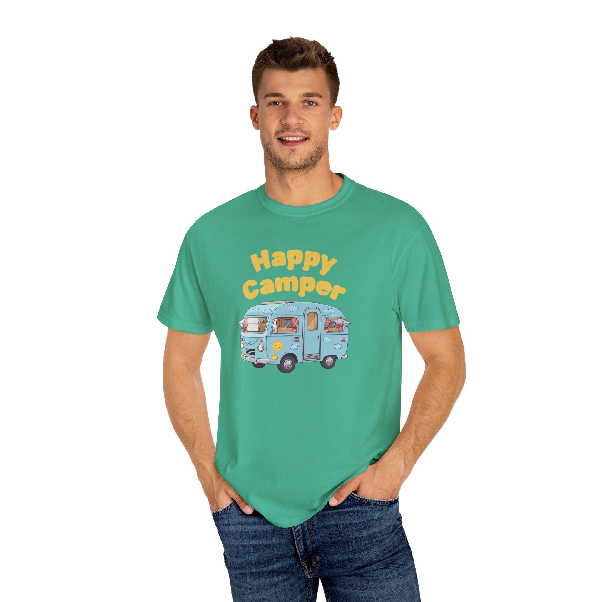 Personalized Happy Camper T-Shirt, Custom Name Camping Shirt, RV Vacation Tee, Road Trip Shirt, Matching Family Reunion Shirt, Glamping - Razels