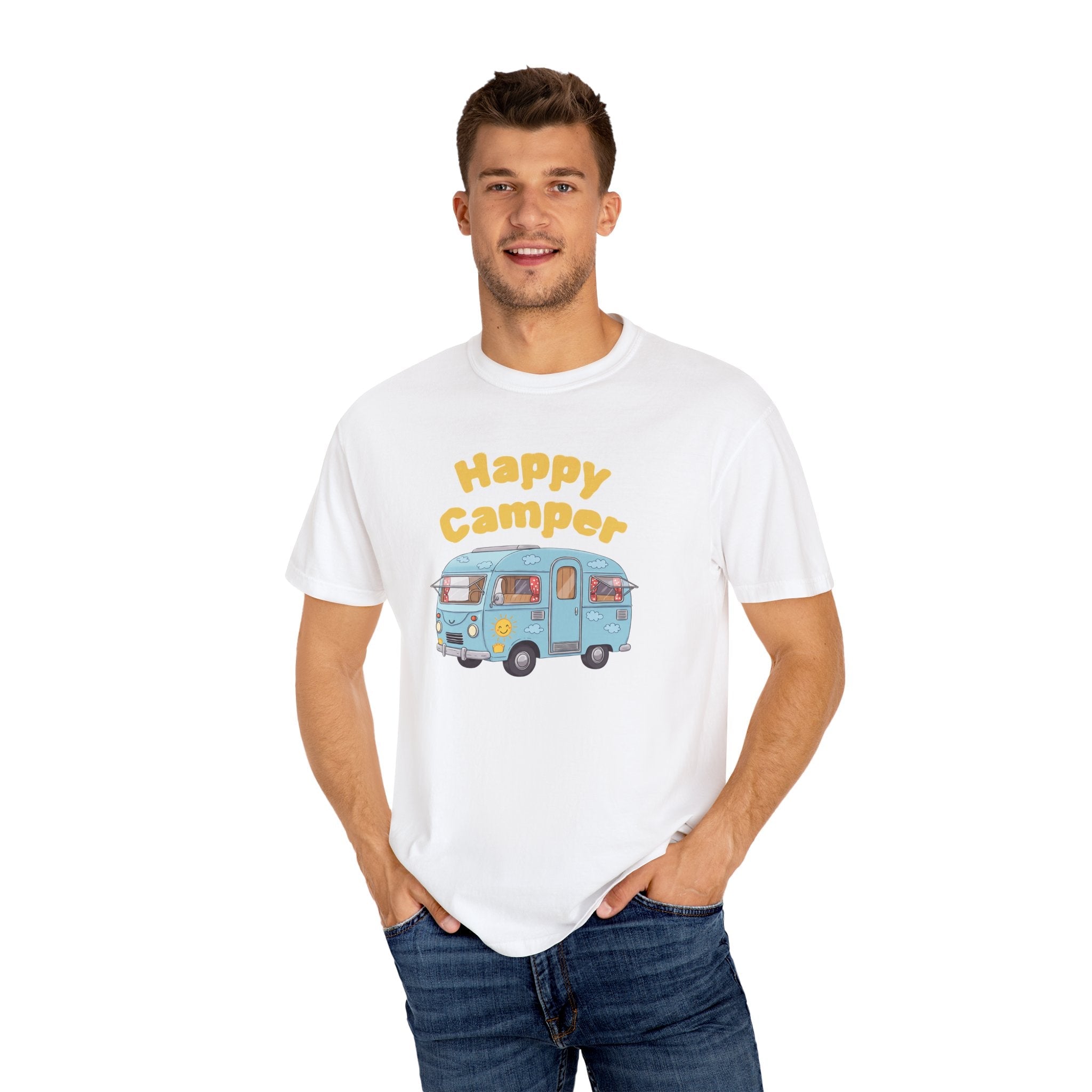 Personalized Happy Camper T-Shirt, Custom Name Camping Shirt, RV Vacation Tee, Road Trip Shirt, Matching Family Reunion Shirt, Glamping - Razels