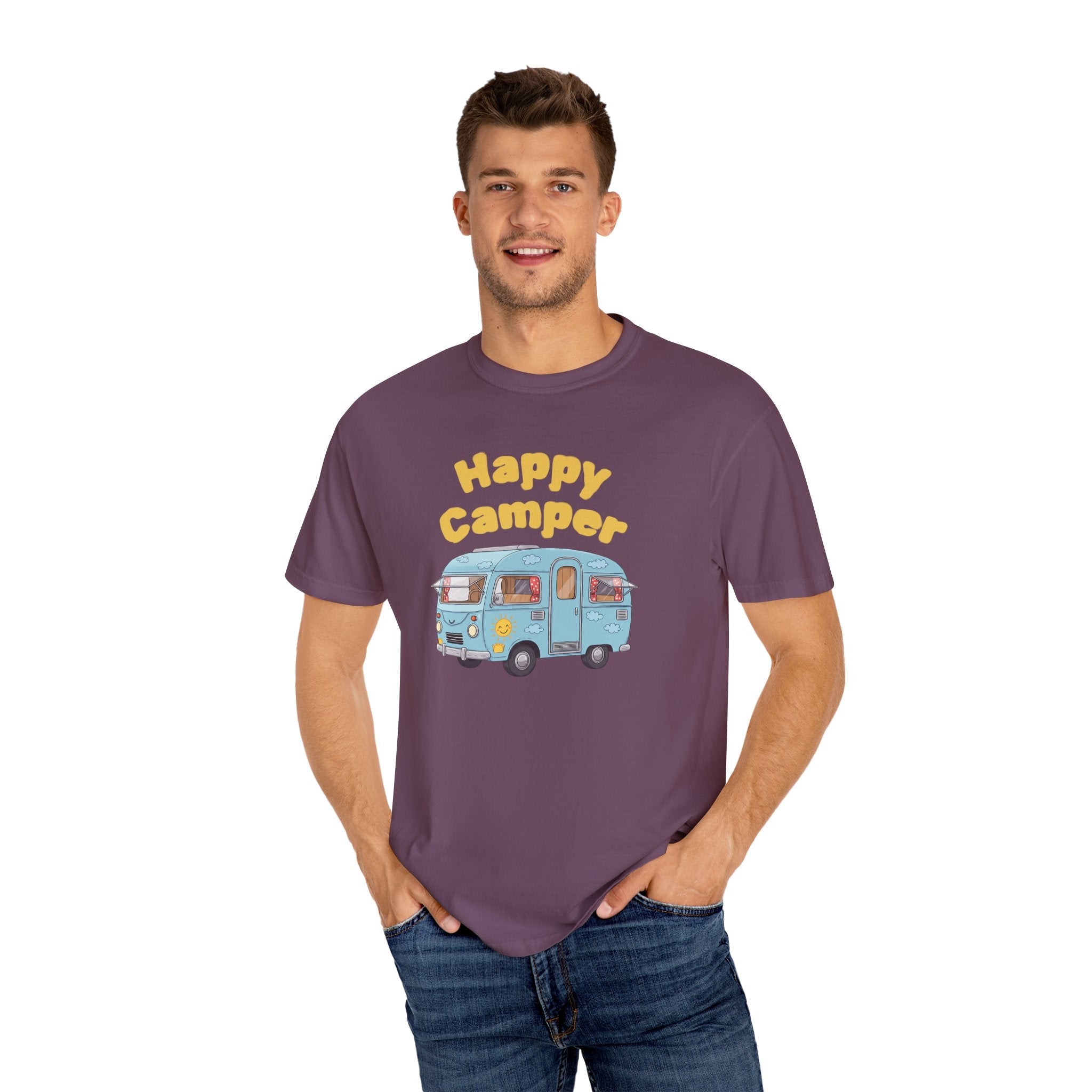 Personalized Happy Camper T-Shirt, Custom Name Camping Shirt, RV Vacation Tee, Road Trip Shirt, Matching Family Reunion Shirt, Glamping - Razels