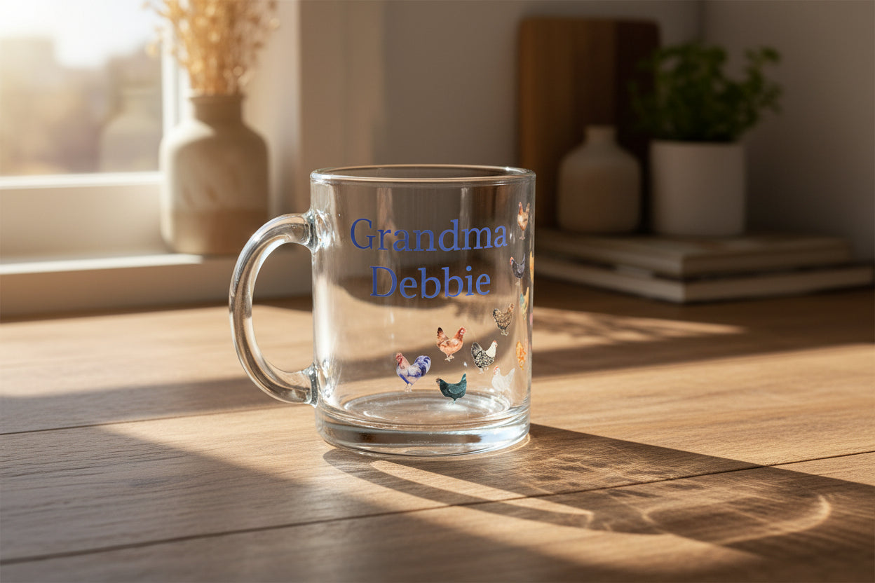 Personalized Chicken Coffee Mug, Gift forGrandma, Chicken Lover, Mom, Hen Design Coffee Cup, Custom Gift for Hen Lovers, Kitchen Decor - Razels