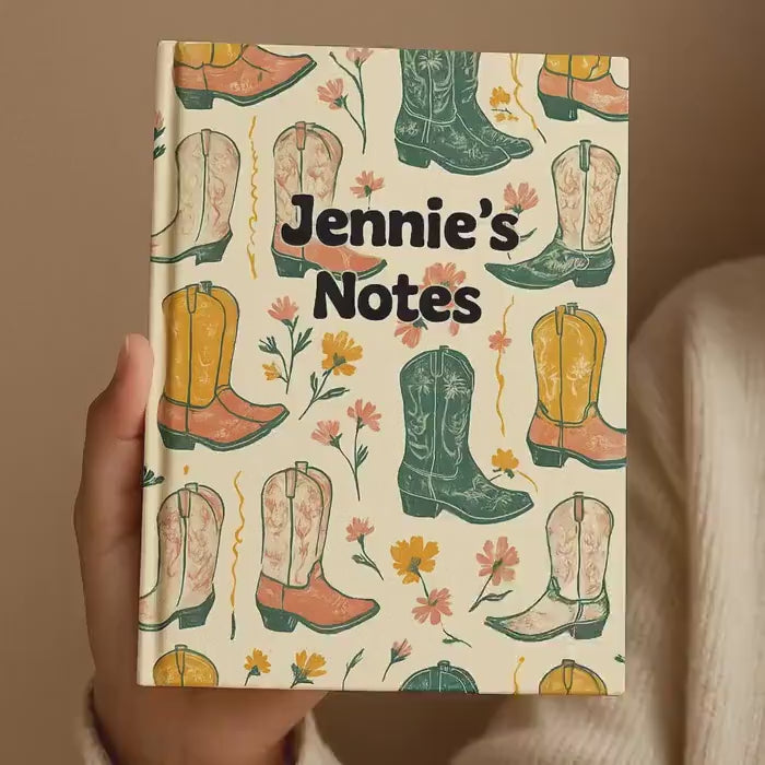 Personalized Cowgirl Boots Notebook: Floral Western Writing Journal