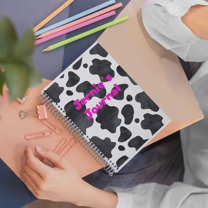 Personalized Cowprint Journal: Hot Pink Name, Western Cowgirl Diary