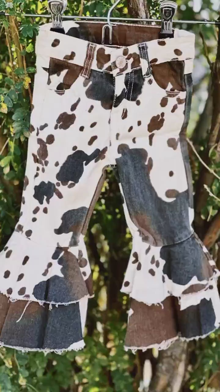 Cowgirl Pink Bell Bottoms, Western Cow Skull Jeans
