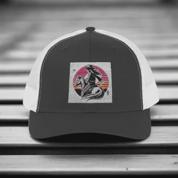 Embroidered Cowgirl Trucker Hat: Western Snapback Cap