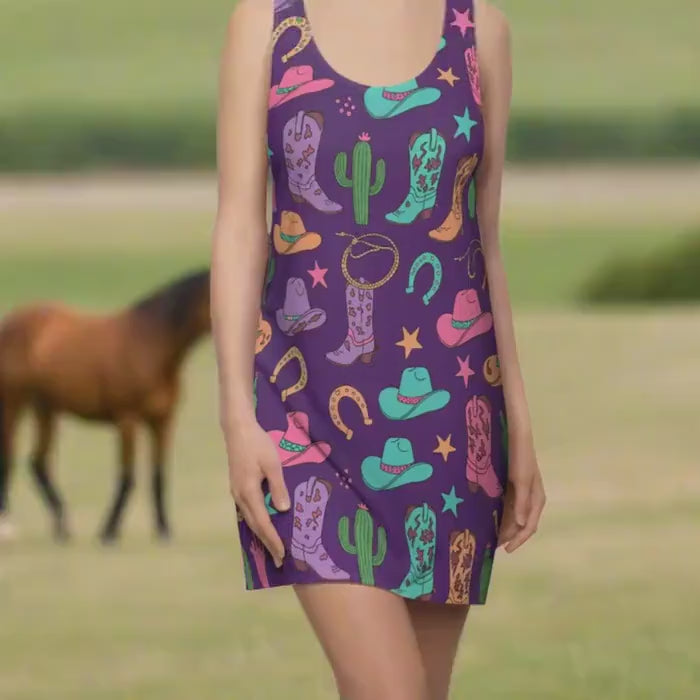 Purple Cowgirl Racerback Dress: Western Summer Style