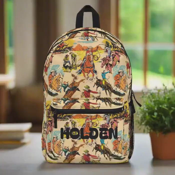 Personalized Vintage Cowboy Backpack: Western School Bag