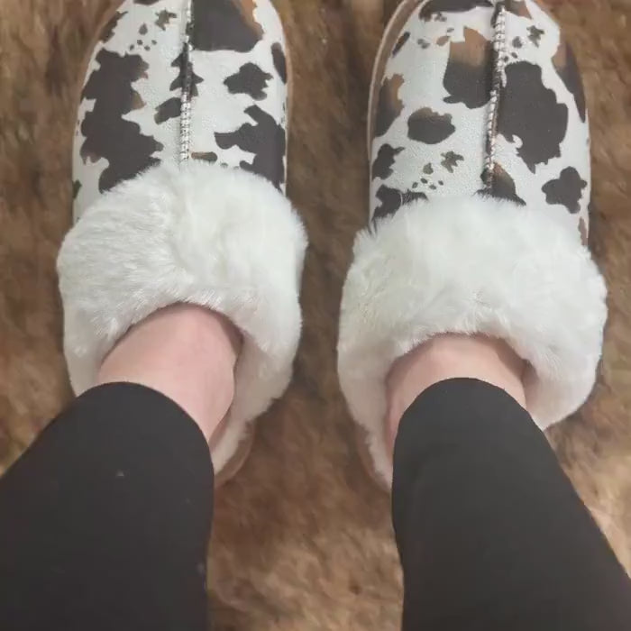 CowPrint Slippers: Cozy Cowgirl Western Shoes