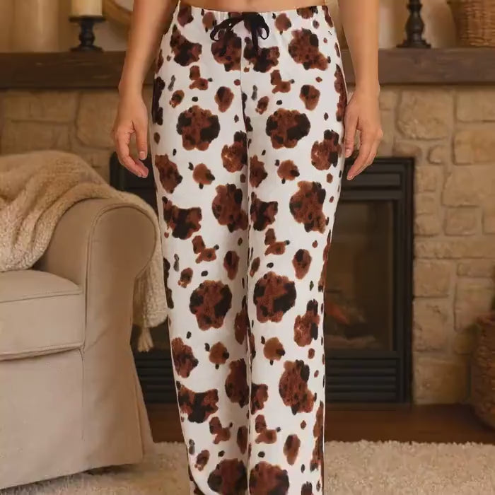 Cow Print Pajama Pants, Cowgirl Loungewear