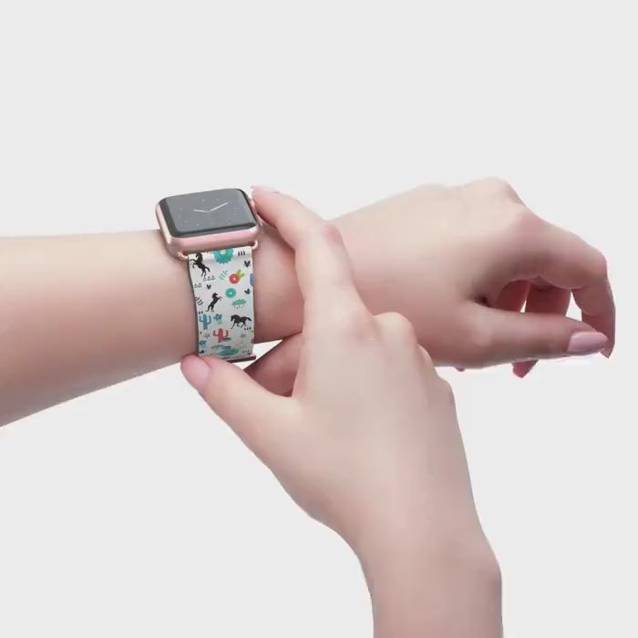 Boho Horse Apple Watch Band: Western Cowgirl Faux Leather Strap