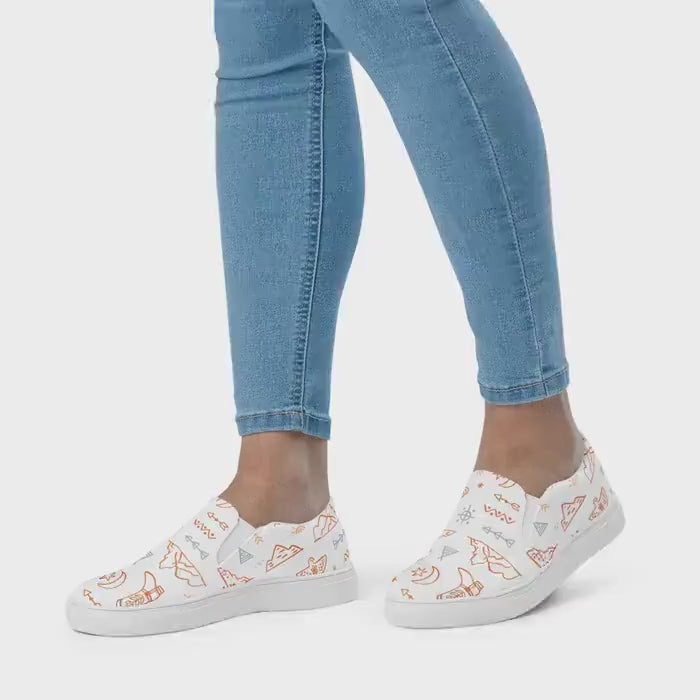 Cowgirl Slip-On Sneakers: Western Desert Print Canvas Shoes