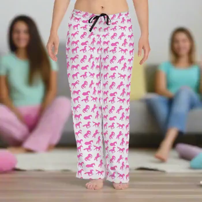 Pink Pony Club Pajama Pants, Hot Pink Horse Cowgirl Pajamas