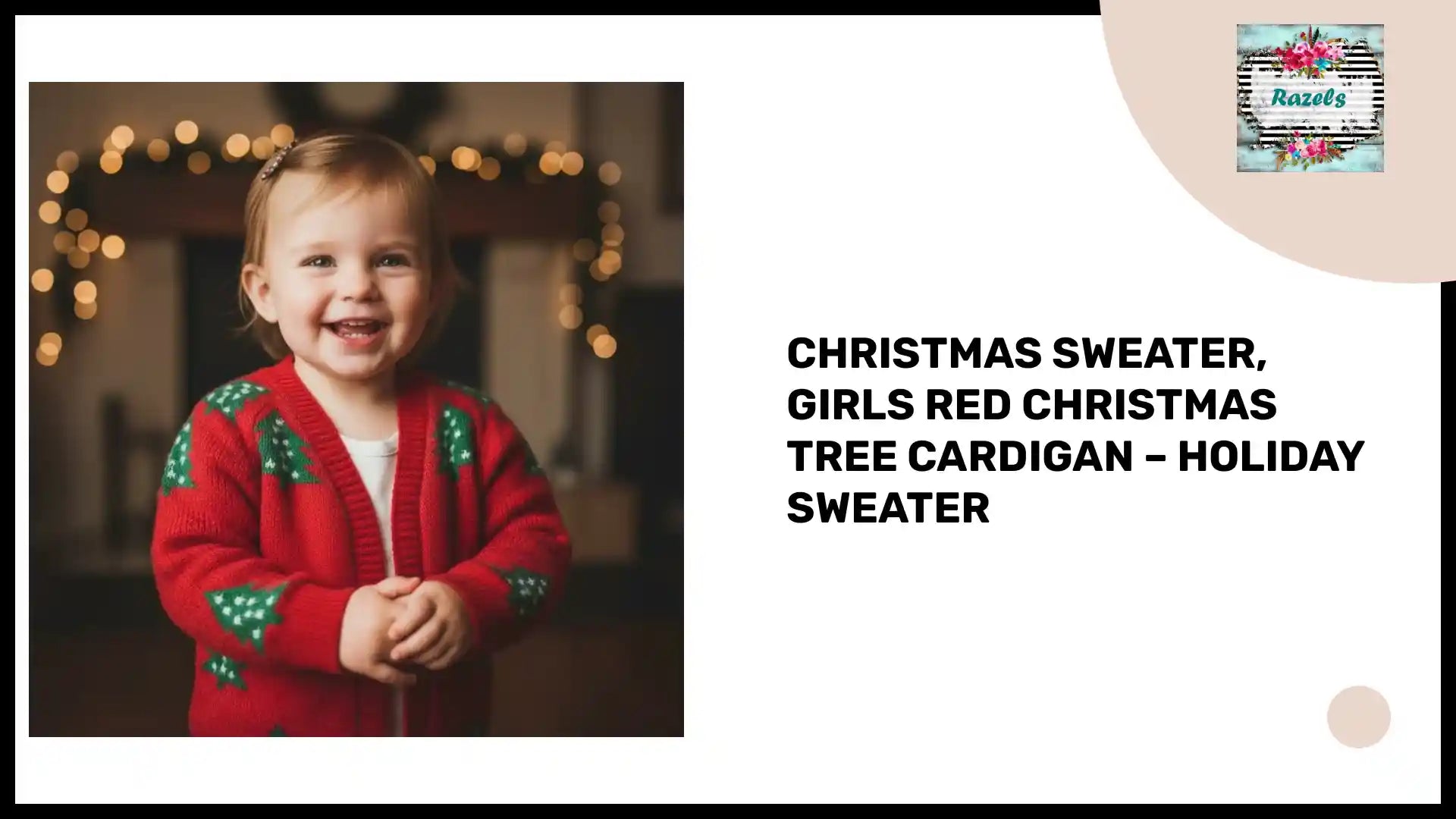 CHRISTMAS SWEATER, Girls Red Christmas Tree Cardigan – Holiday Sweater by@Outfy