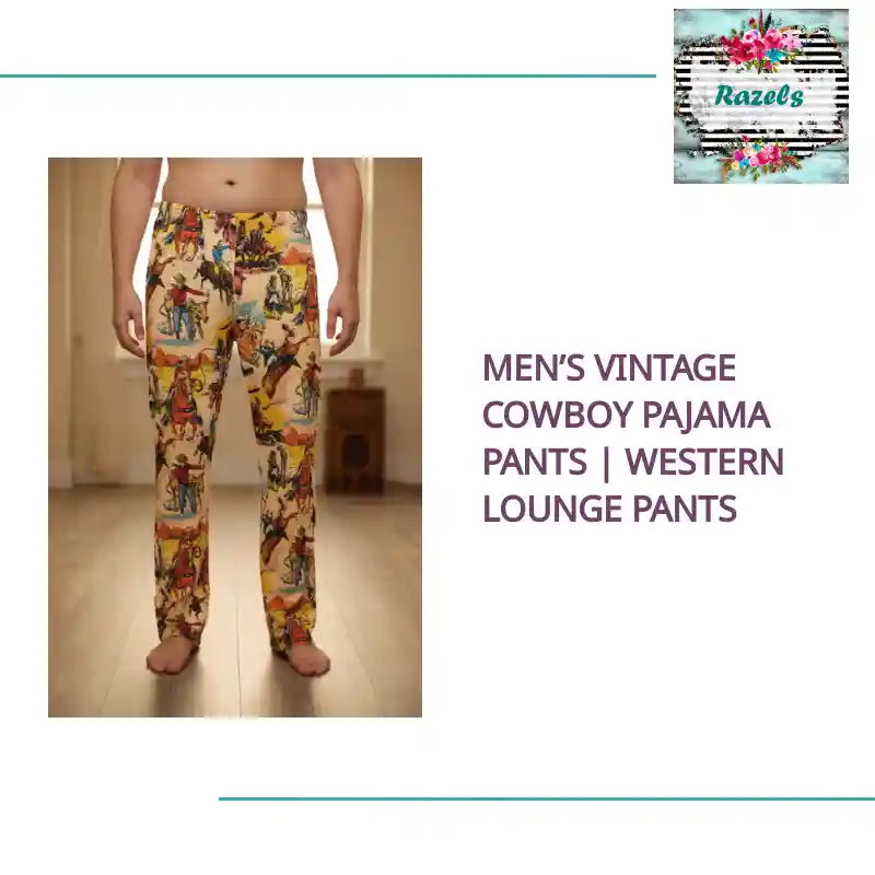 Men’s Vintage Cowboy Pajama Pants | Western Lounge Pants by@Outfy