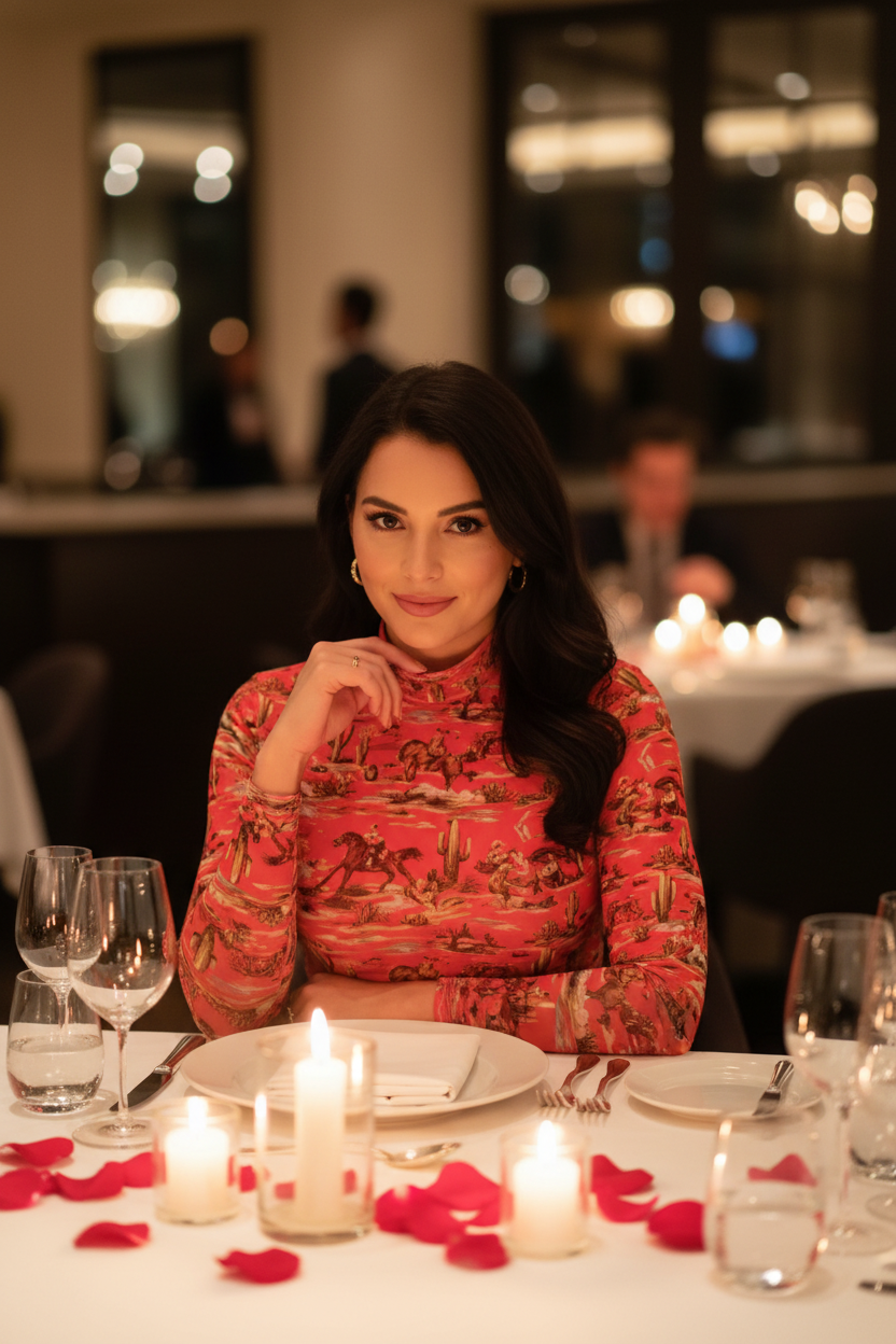 red cowboy dress, western midi dress, cowboy print dress, valentine western dress, western date night dress, cowgirl dress, western boutique dress, long sleeve midi dress, western concert outfit, western statement dress, women’s western clothing