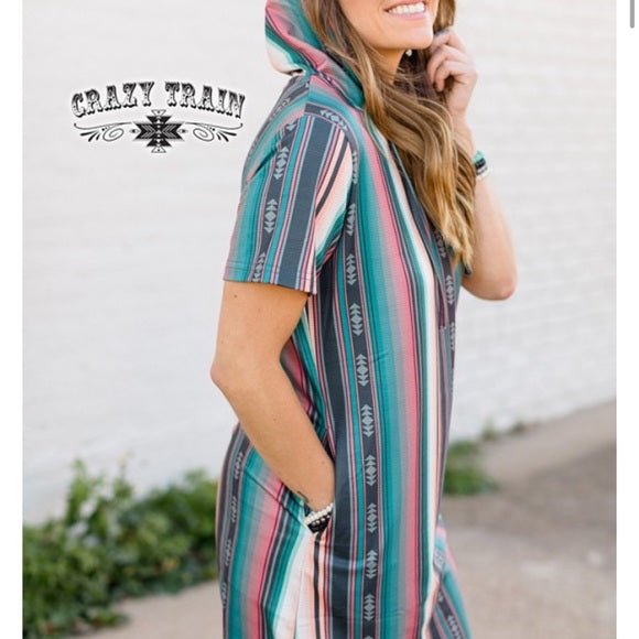 Serape Hoodie Dress, Spring Serape Dress - Razels