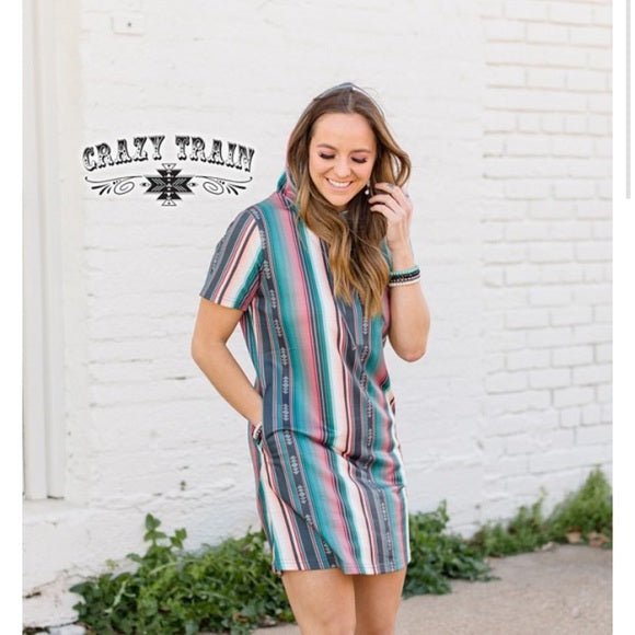 Serape Hoodie Dress, Spring Serape Dress - Razels