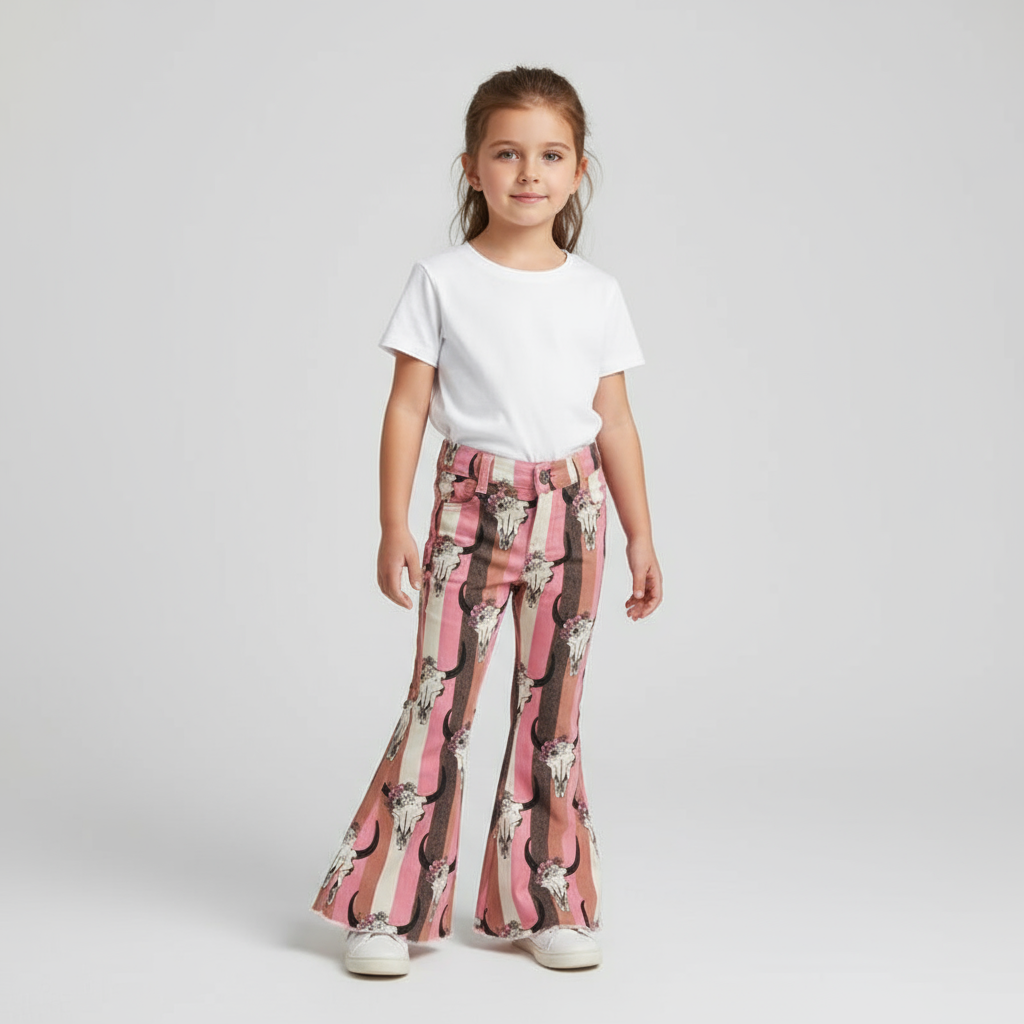skullstripe floral cowgirl jeans for girls