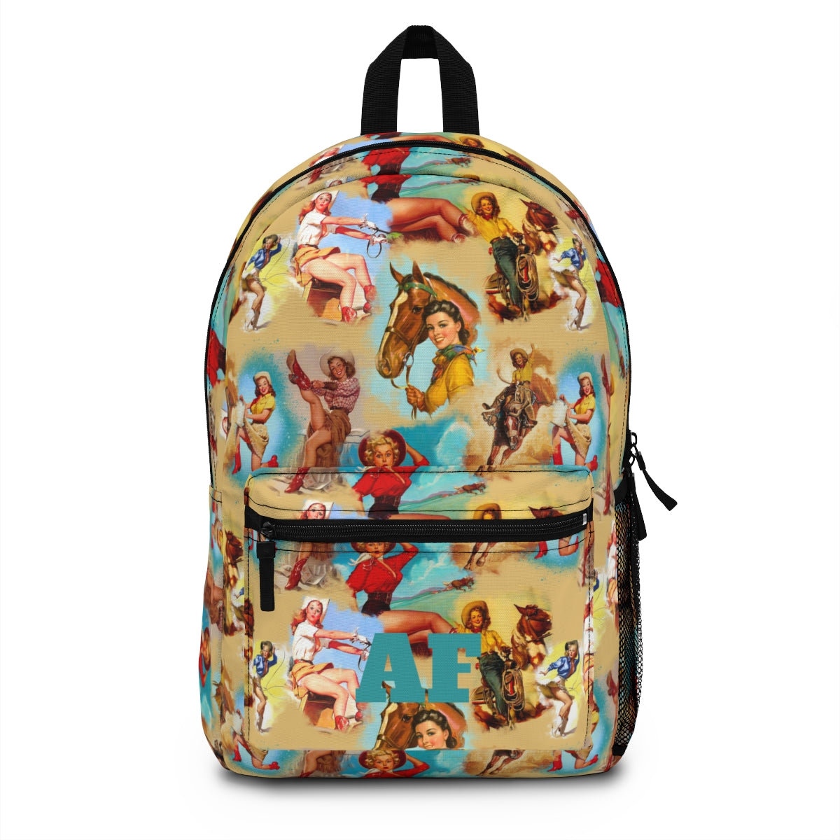 Vintage Cowgirl Backpack: Retro Western School Bag, Customizable