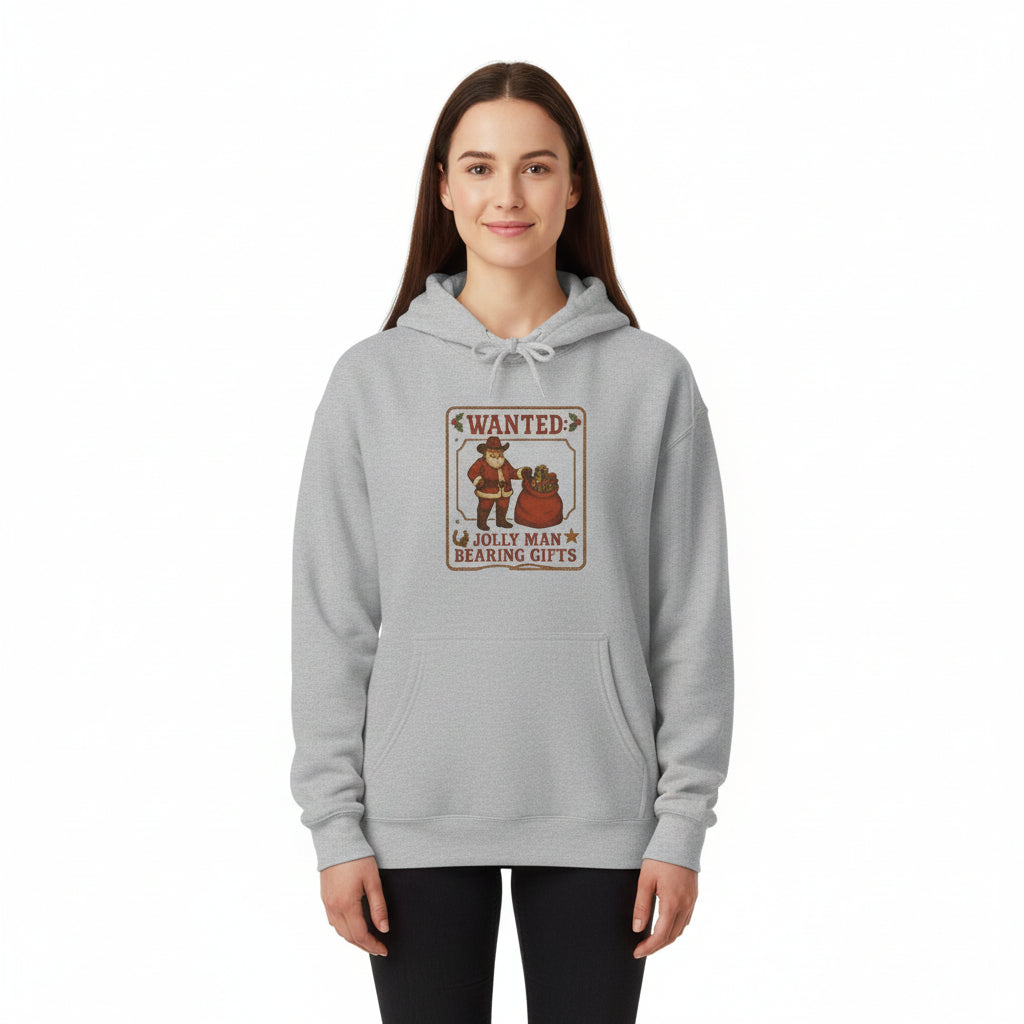 wanted jolly man bearing gifts sweatshirt, western christmas hoodie