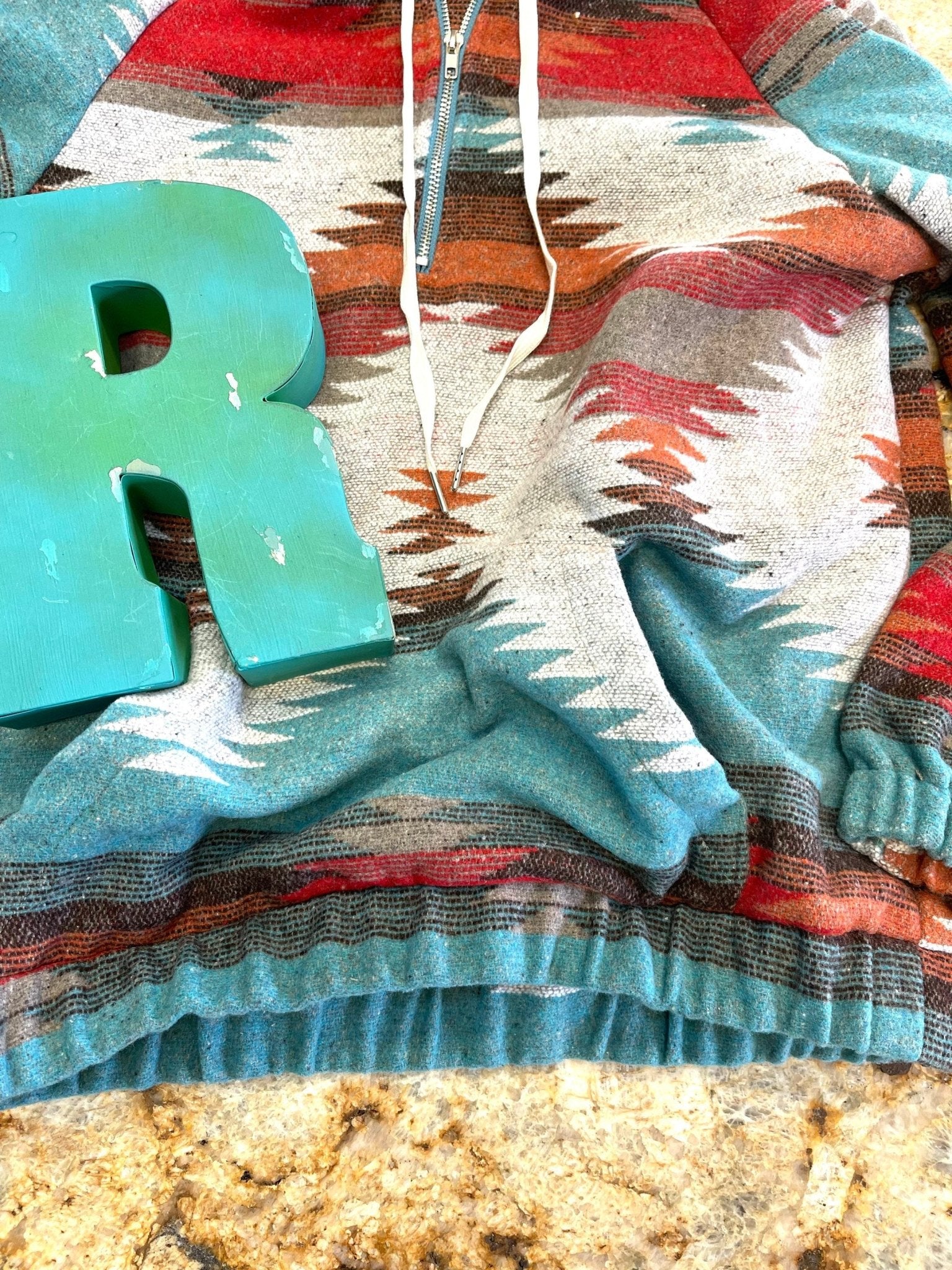 Western Aztec Print Hoodie Pullover, Southwestern Quarter Zip - Razels