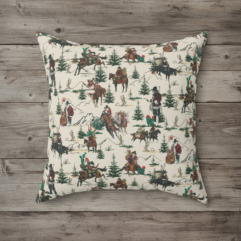 Cowboy Santa Christmas Pillow, Western Christmas Decor -Razels