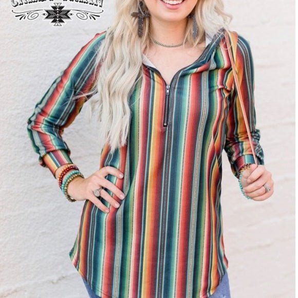 Womens Serape Hoodie Tunic, Savvy Serape crazy Train - Razels