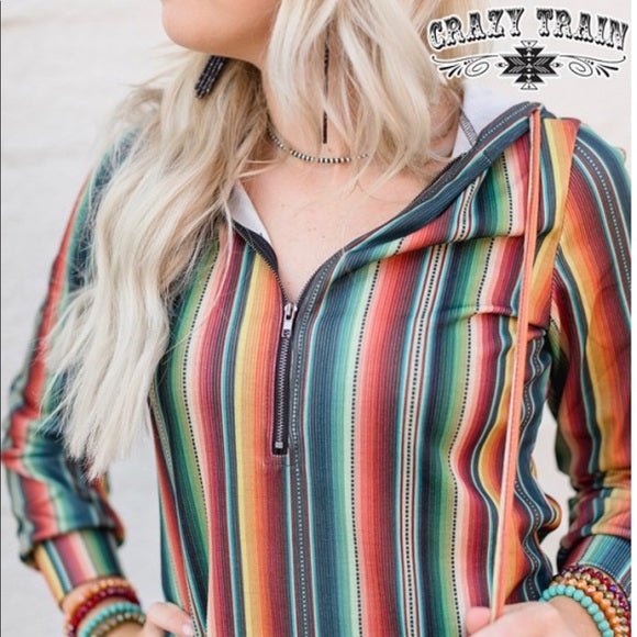 Womens Serape Hoodie Tunic, Savvy Serape crazy Train - Razels