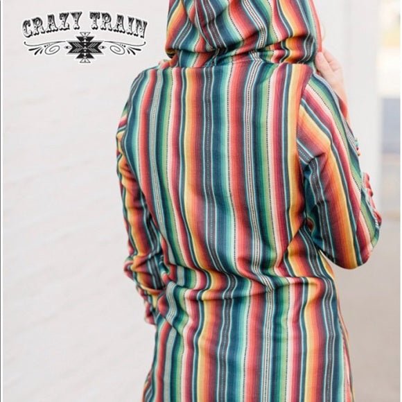Womens Serape Hoodie Tunic, Savvy Serape crazy Train - Razels