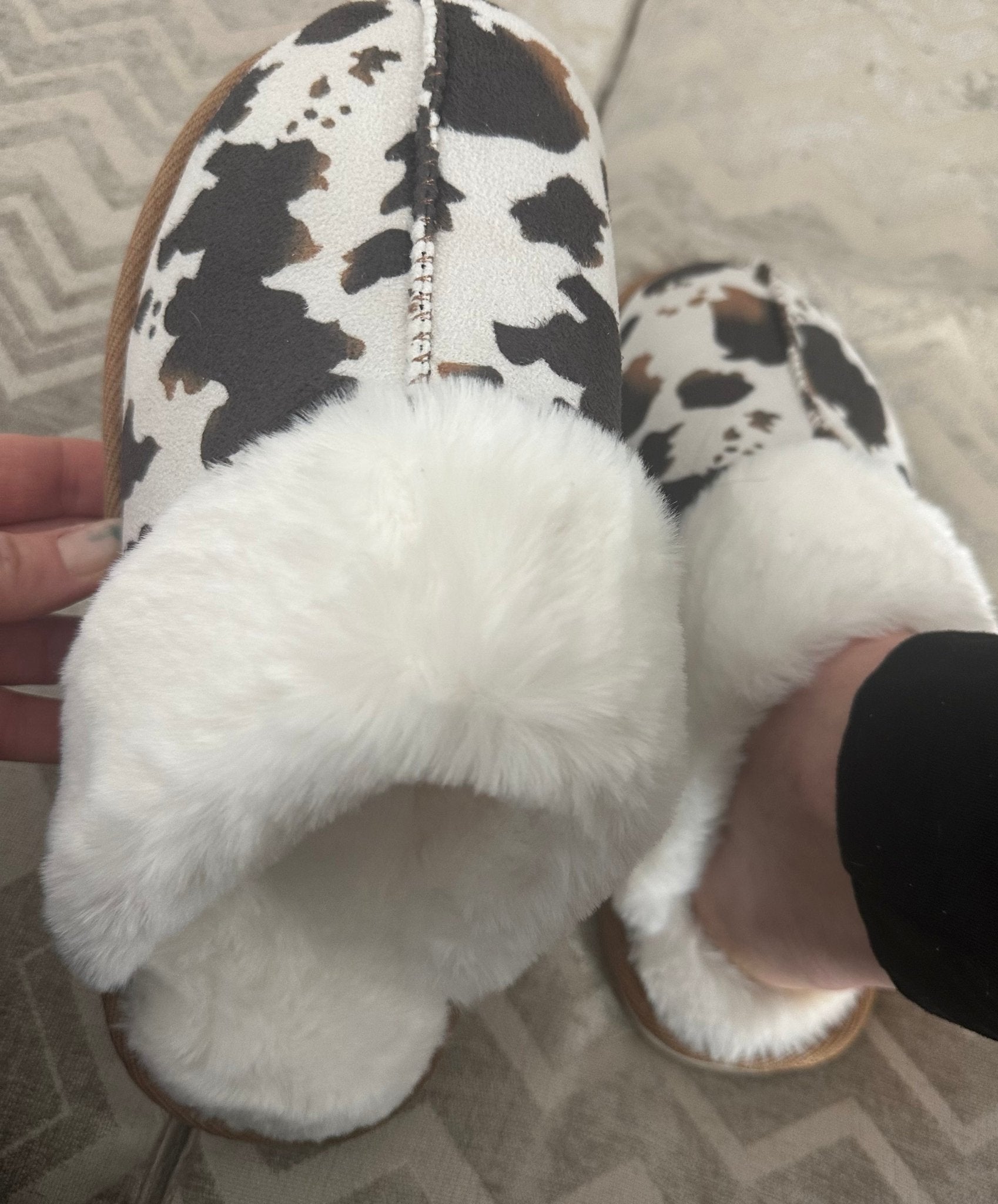 Cozy Up in Style with Razels COW PRINT Slippers for Women - Razels