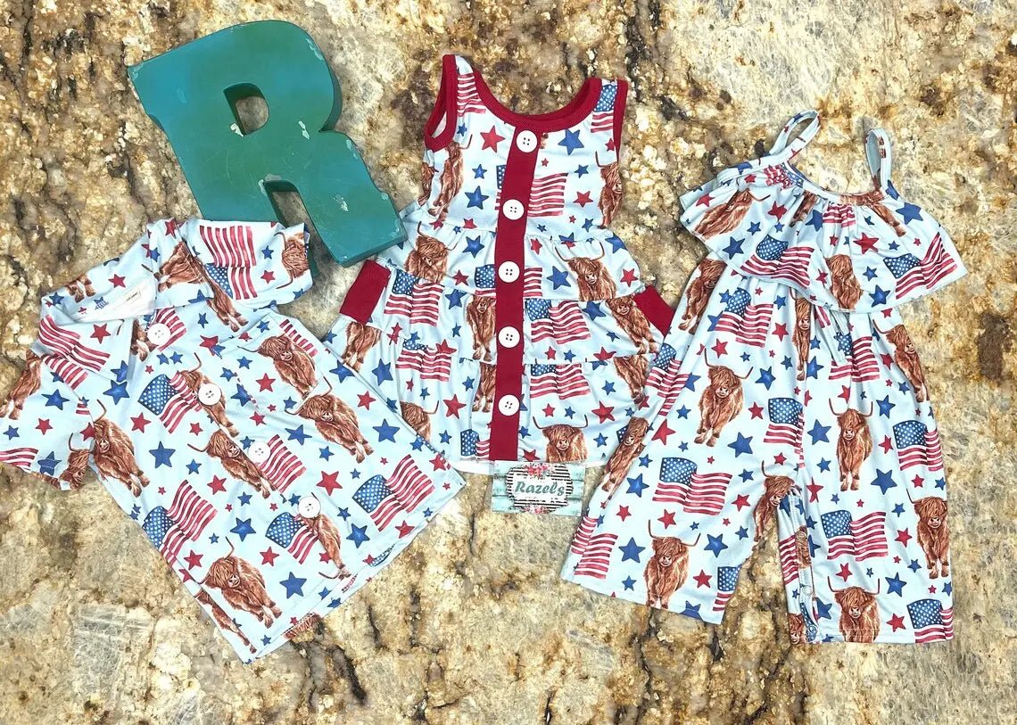 Matching siblings Western 4th of July Outfits, - Razels