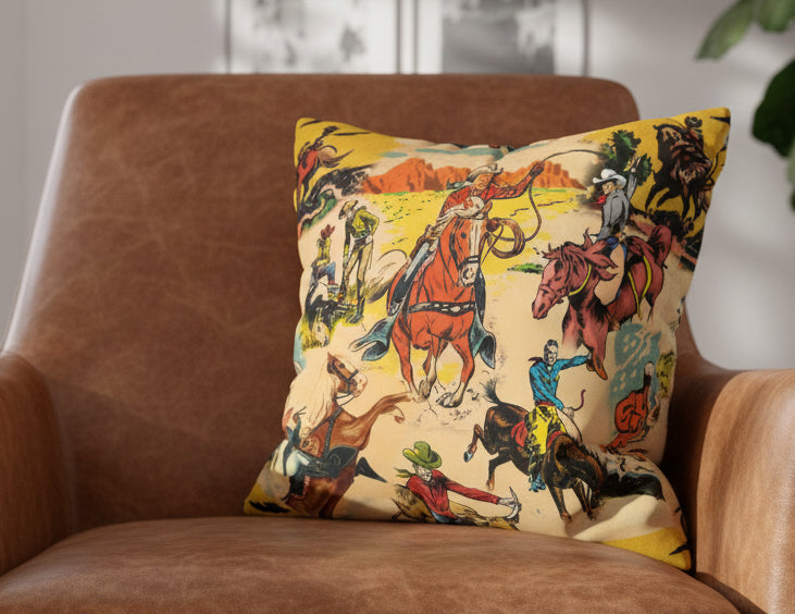 Home & Holiday collection featuring a cozy Cowboy Santa Pillow that adds a Western Christmas accent to your home decor.