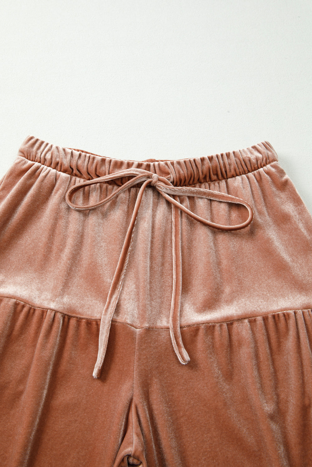 Women’s Brown Mineral Wash Bell Bottom Pants | High Waist Lace-Up Tiered Flare Pants