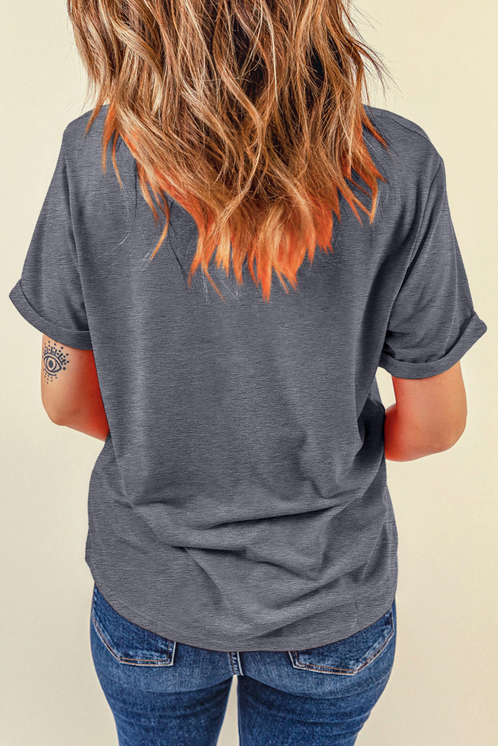 Gray Rodeo Poker T-Shirt | Western Bucking Horse Tee with Checkered Spades Graphic